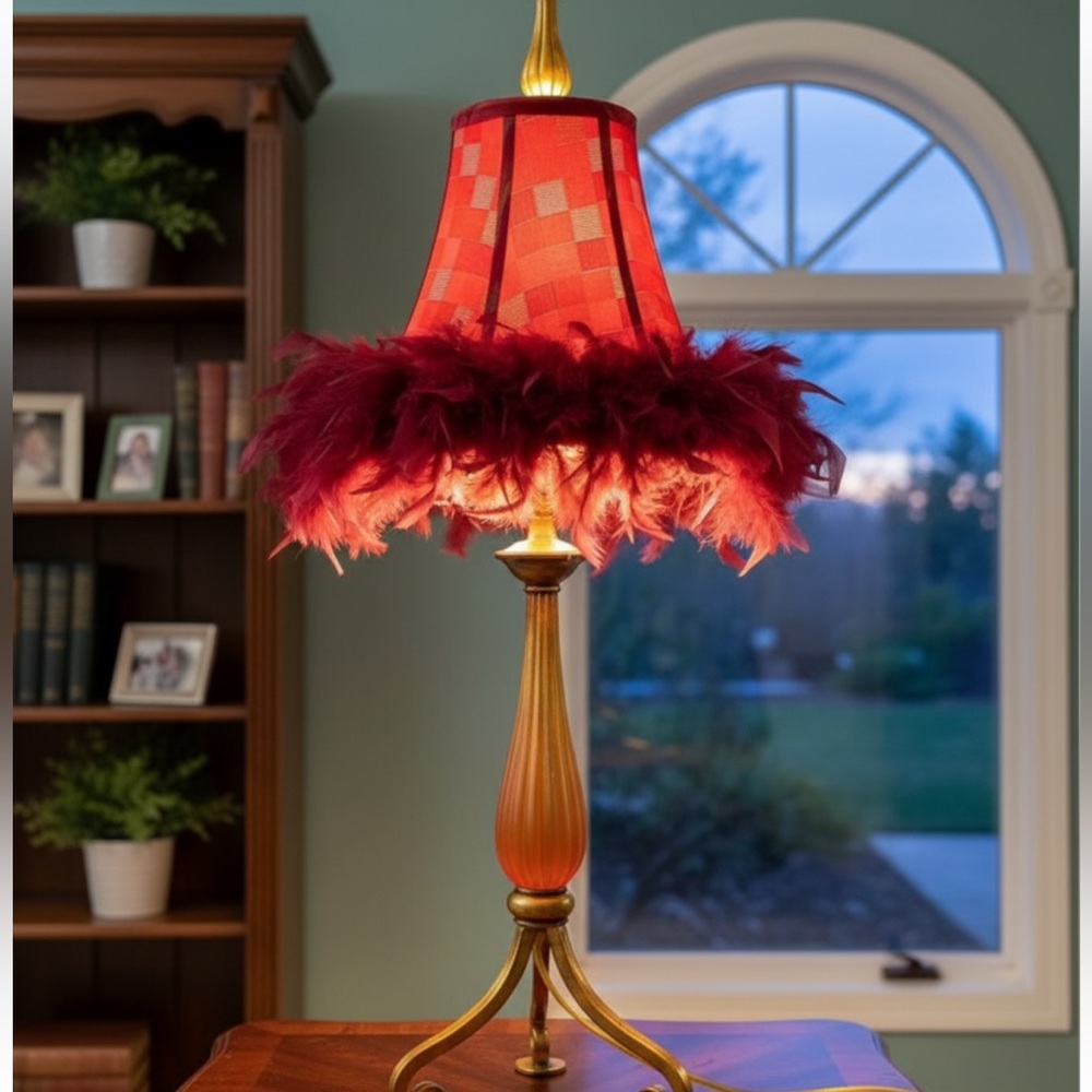 Vintage Feather Harlequin Lamp